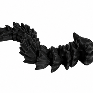 Bone Dragon – ganzer Probedruck in schwarzem PLA, weißer Hintergrund